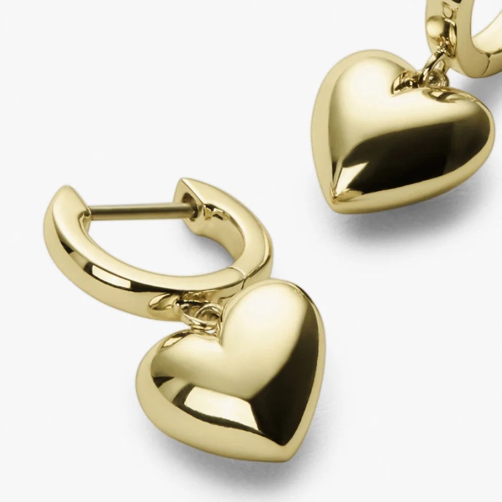Ana Luisa Jessica Puffed Heart Hoops Gold Drop Earrings - Picture 2 of 5